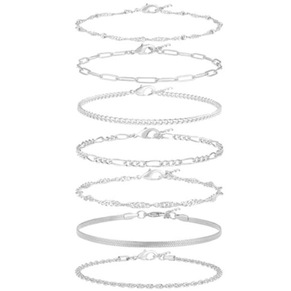 Women Stackable Bracelets Silver Gold Plated Chain Adjustable Fashion Jewelry